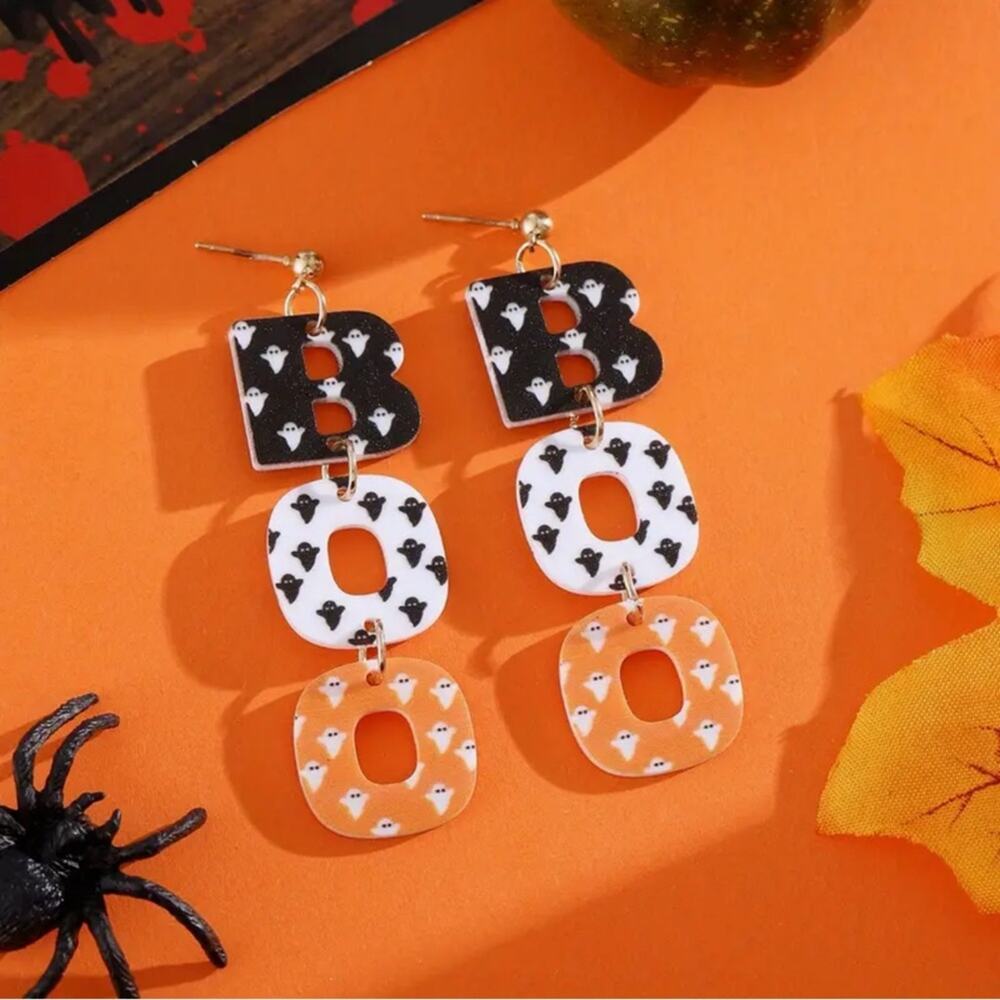 Halloween Boo Dangle Acrylic Earrings